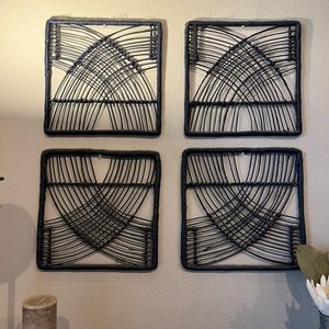 2 sets of 4 square wicker wall art from Target.